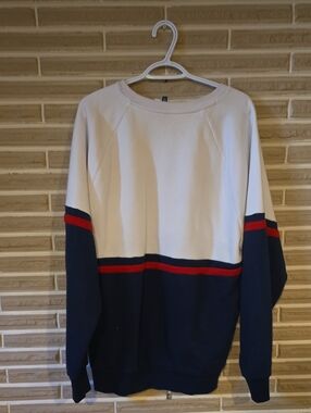 Divided Men's White, Navy & Red Colorblock Crewneck Sweater